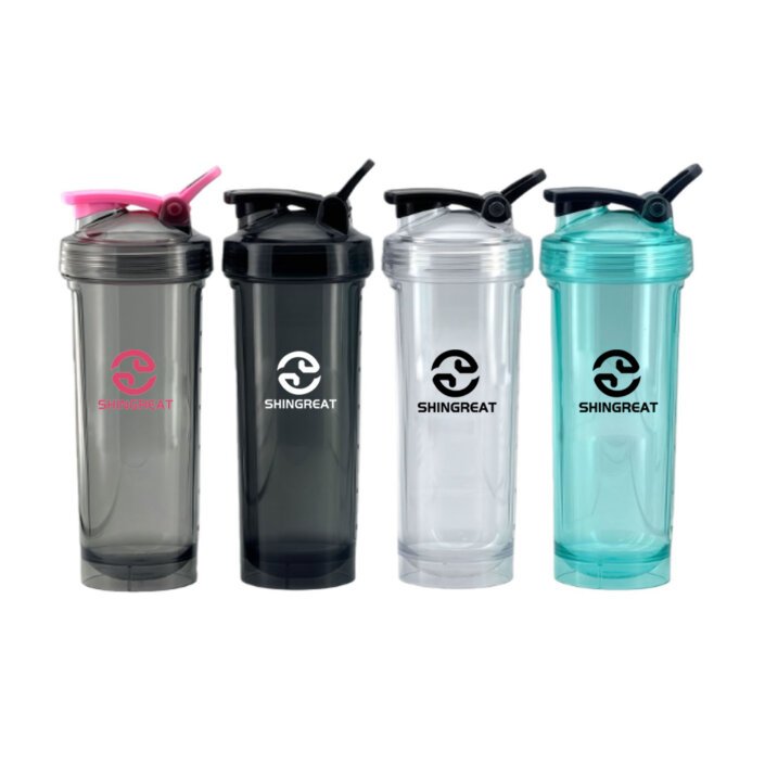 750ML Clear Crystal Plastic Shaker Bottle BPA Free Gym Protein Mixer Cup with Custom Printing