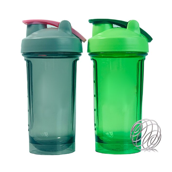 Plastic Gym Protein Shaker Bottle with Wire Ball Mixer Custom Logo Fitness Cup